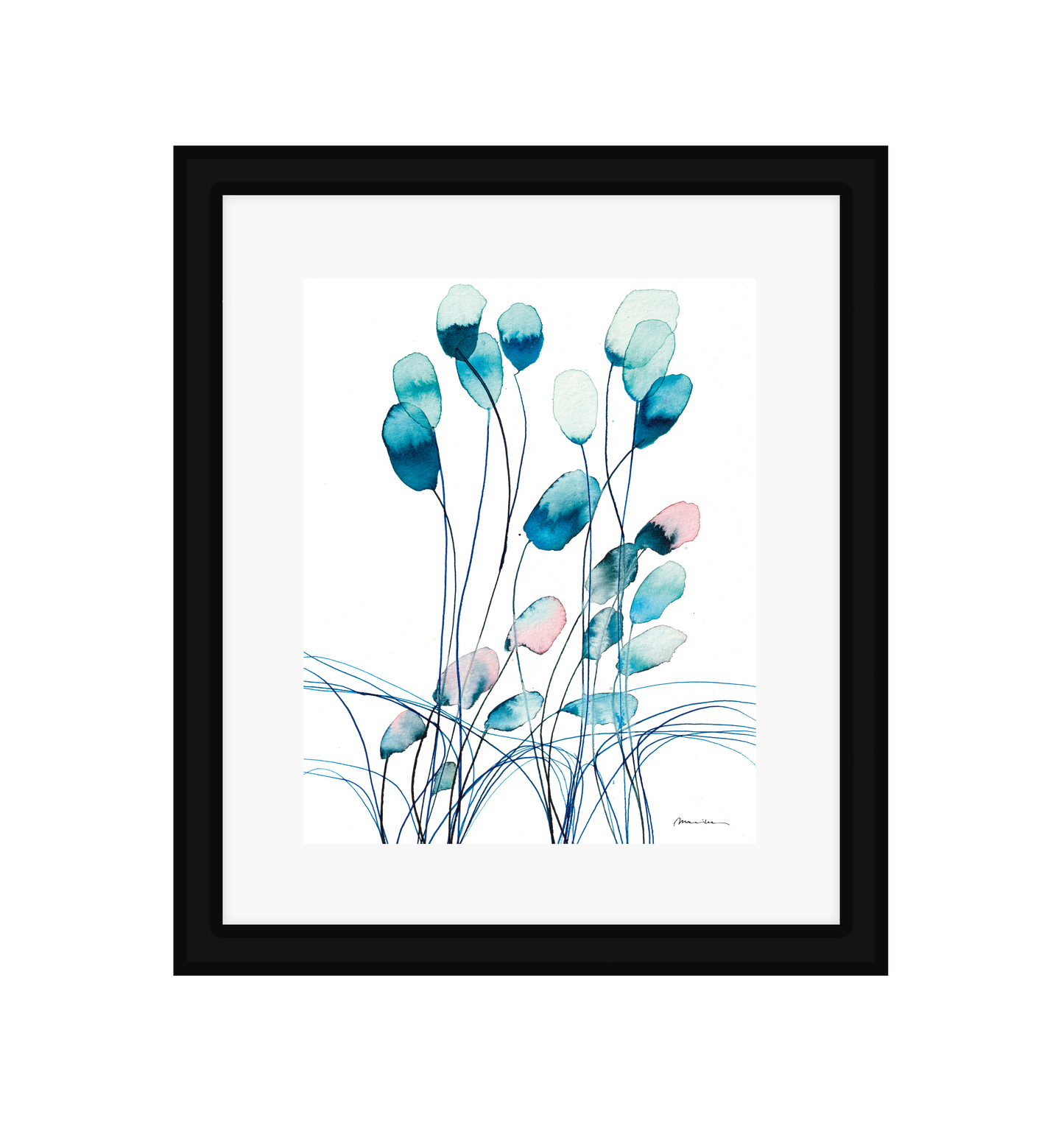 Line Flowers Blue