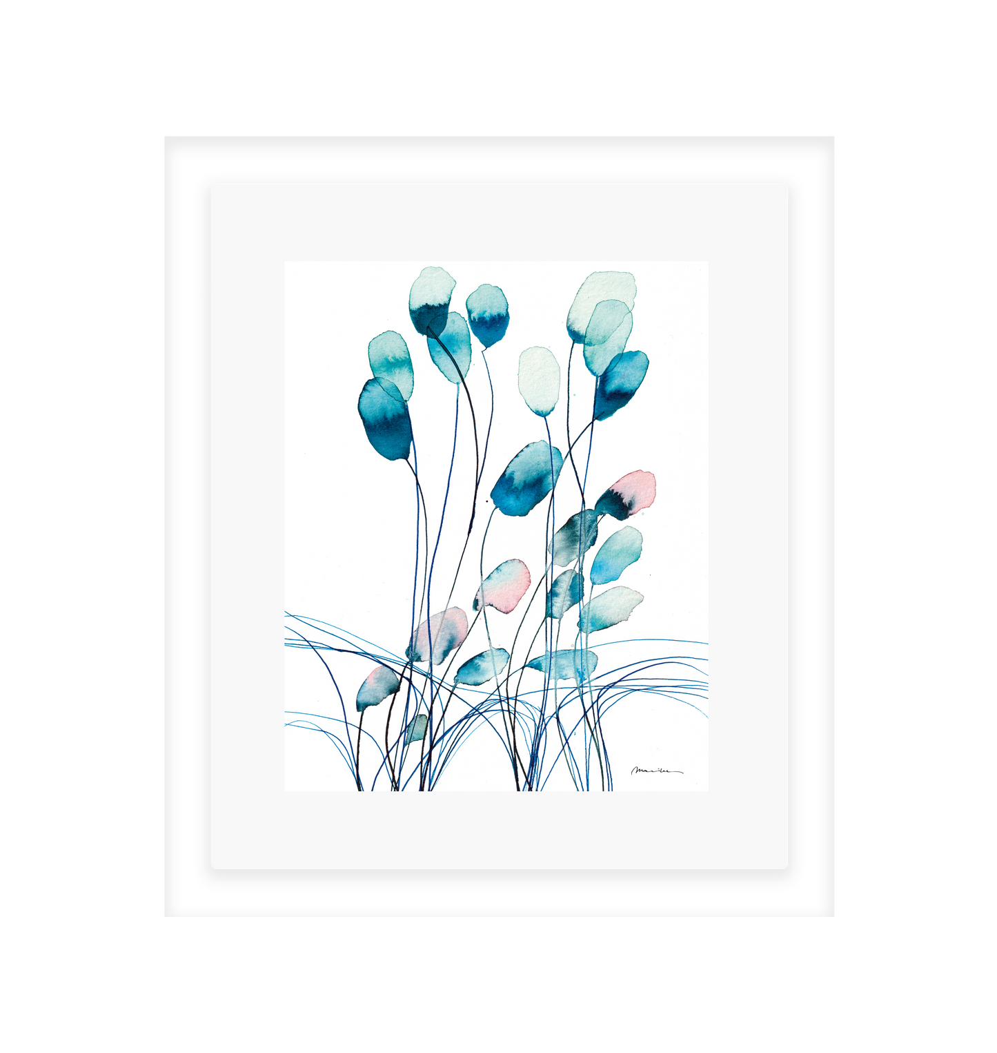 Line Flowers Blue
